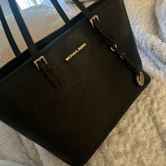 Michael Kors Black Saffiano Leather Tote with MK Charm - Picture 3 of 4